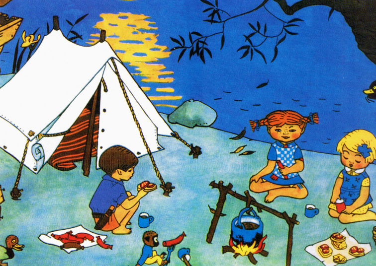 長くつ下のピッピ　ポストカード　キャンプ