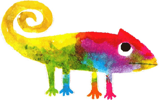 じぶんだけのいろ （レオ・レオニ）　ダイカットポストカード　カメレオン