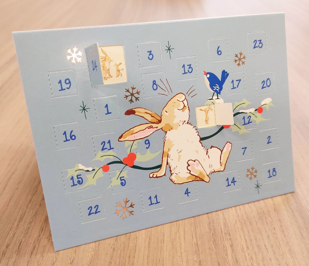 どんなにきみがすきだかあててごらん　ミニアドベントカレンダー グリーティングカード　BLUE・横