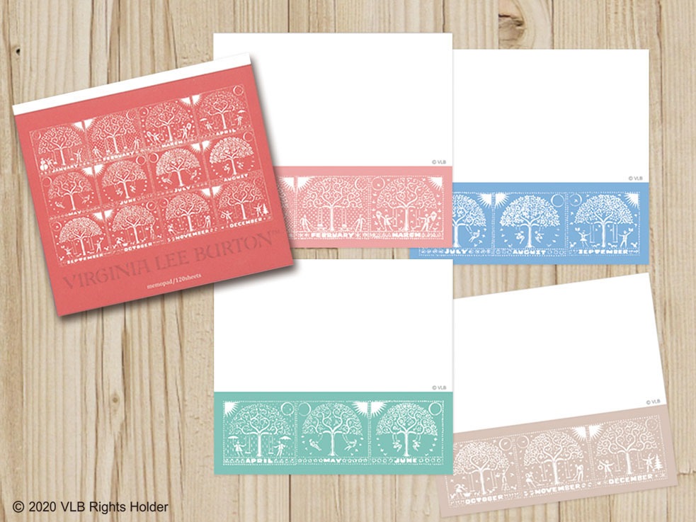 ちいさいおうち　～The Little House～　ブロックメモ　テキスタイル柄