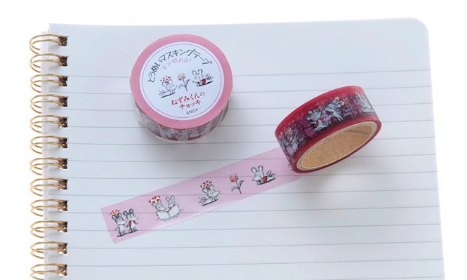 ねずみくんのチョッキ　透明マスキングテープ　ピンク