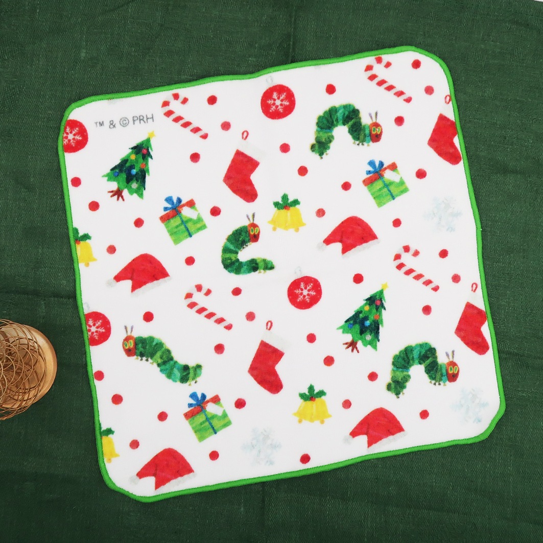 サンタとあおむし　プチタオル