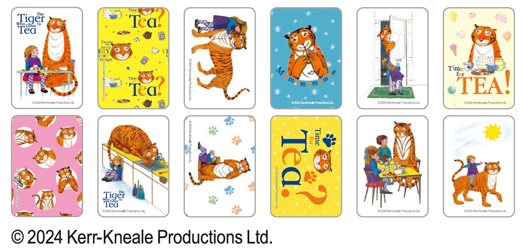 缶入りステッカー　おちゃのじかんにきたとら