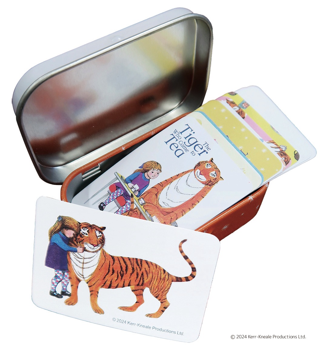 缶入りステッカー　おちゃのじかんにきたとら