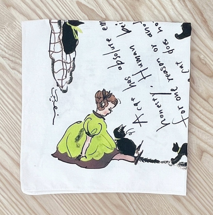 くらはしれい　大判ﾊﾝｶﾁ（黒猫）