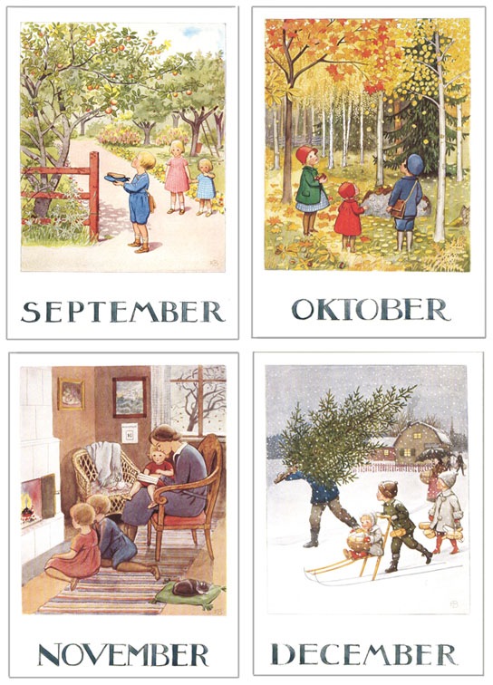 エルサ・ベスコフ　ポストカードセット　いちねんのうた　12枚セット