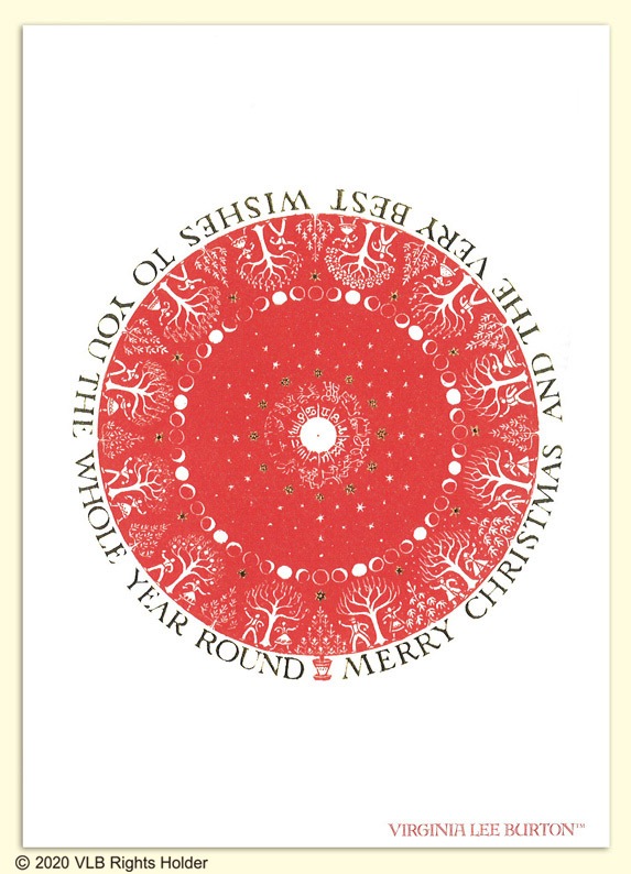 ちいさいおうち　～The Little House～　ハガキ　クリスマス（赤）