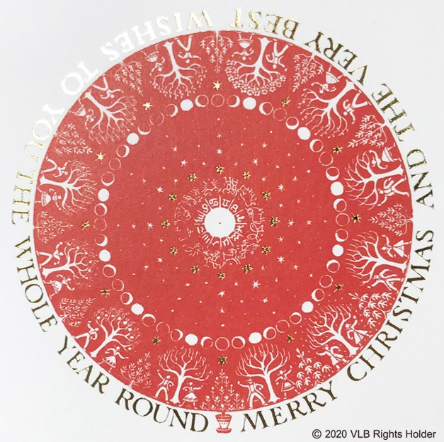 ちいさいおうち　～The Little House～　ハガキ　クリスマス（赤）