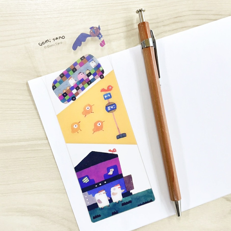 Gomi Taro 五味太郎　ひよこはにげます　透明ブックマーカー（しおり）　ひよこ