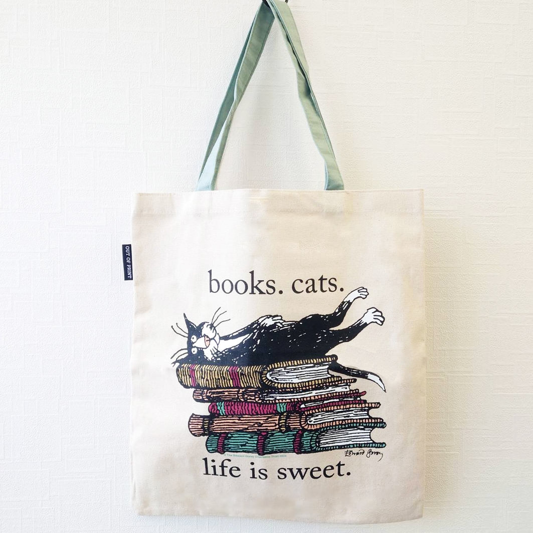 ゴーリー　トートバッグ　Books. Cats. Life is sweet.