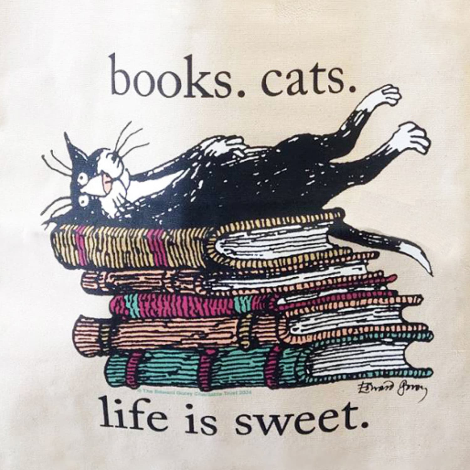 洋書  CATS life ゴーリー トートバッグ Books. Cats. Life is sweet. | カテゴリーで