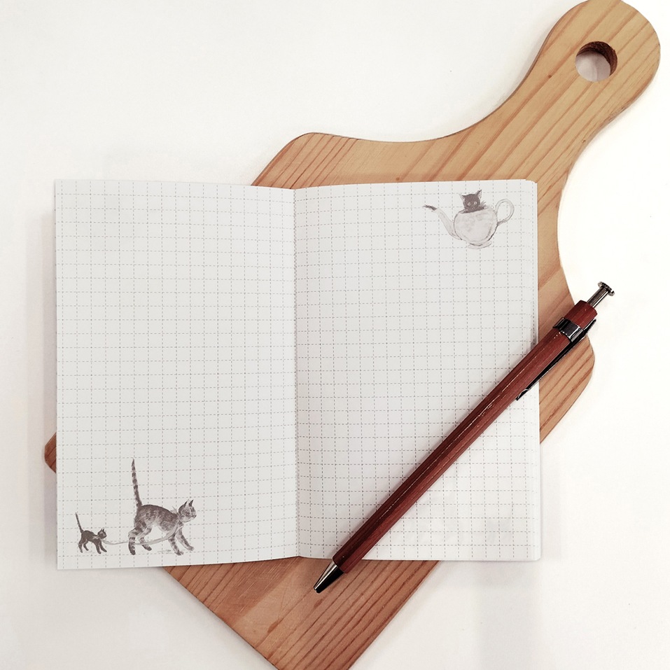 くらはしれい　A6ミニノート　黒猫