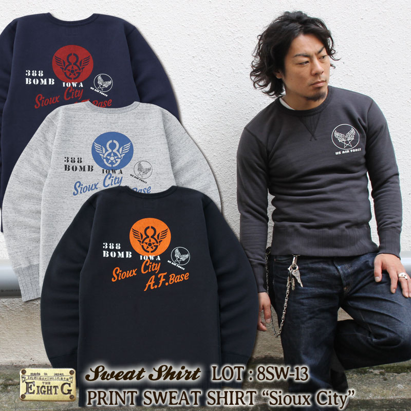 エイトジー】ミリタリープリント・スウェットシャツ“Sioux City”[8SW