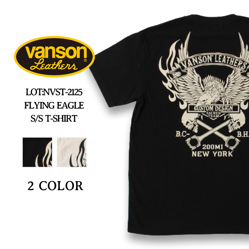 Nvst 2615 バンソン t シャツ レザー VANSON バンソン ロゴ刺繍 ヘンリーネック 天竺 半袖Tシャツ メンズ NVST-2612 アメカジ バイカー ロック MB3Nagataya