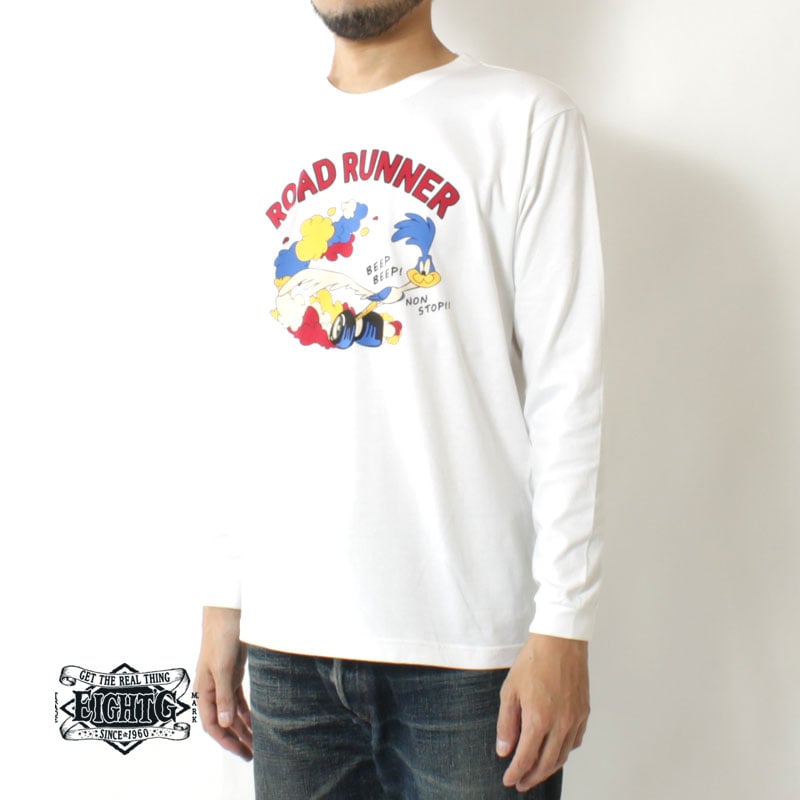 EIGHT-G(エイトジー) ルーニー・トゥーンズコラボ・プリントロンT "NON STOP" / 2022秋冬 新作 / 8LT-18 / 長袖 Tシャツ / ロードランナー