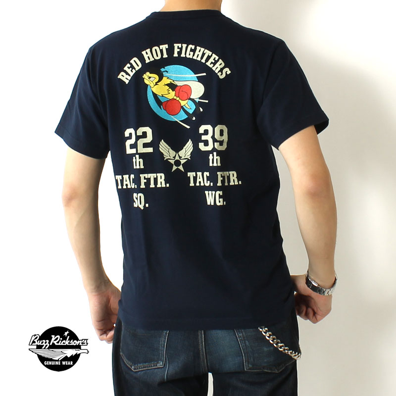 BUZZ RICKSON'S(バズリクソンズ) ミリタリープリントTシャツ 22nd TAC. FIGHTER SQ. RED HOT FIGHTERS / BR79260 / 2023春夏 新作 / ミリタリー / 半袖 / 米国製 綿100