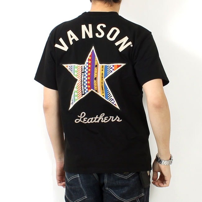 VANSON(バンソン) 刺繍天竺半袖Tシャツ / NVST-2418 / 2024春夏 新作 / プリント 刺繍 ワンスター