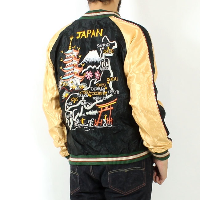 テーラー東洋(TAILOR TOYO) 刺繍リバーシブルスカジャン JAPAN MAP