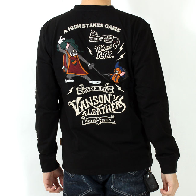 新品 XL バンソン トムとジェリー ロンT 長袖Tシャツ TJV-2235 黒 