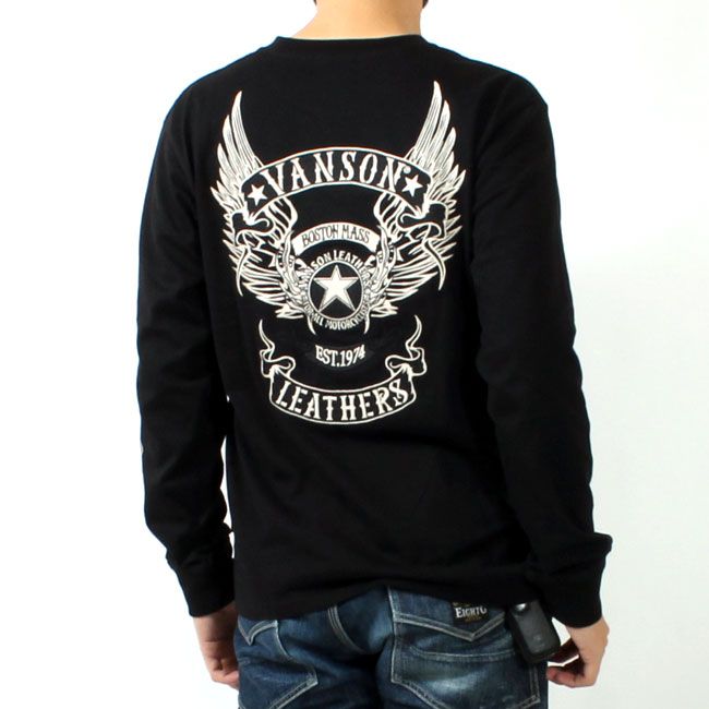 VANSON(バンソン) フライングスター刺繍・天竺ロンT / NVLT-2507