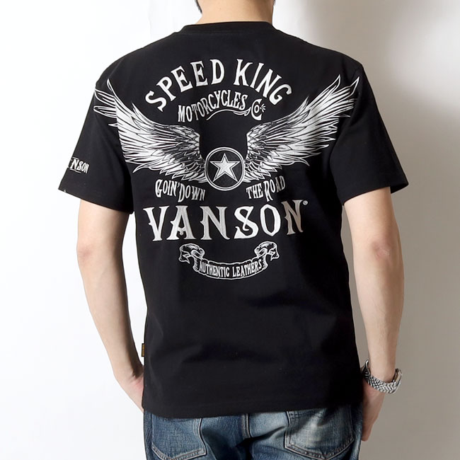 VANSON(バンソン) フライングスター&ロゴ 半袖Tシャツ / NVST-001 