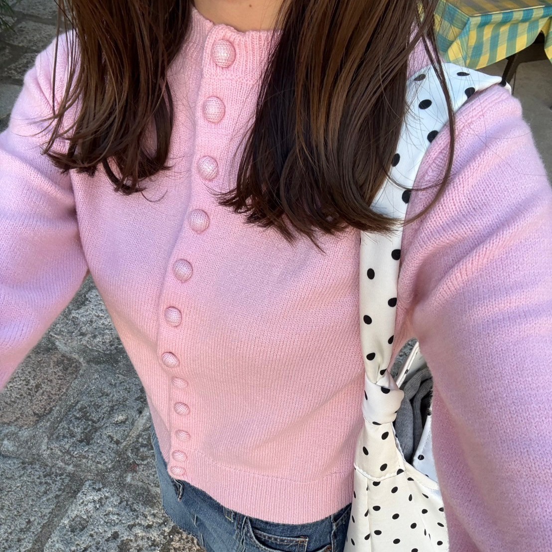 美品 インバーアラン カーディガン くるみボタン 黒 サイズ40