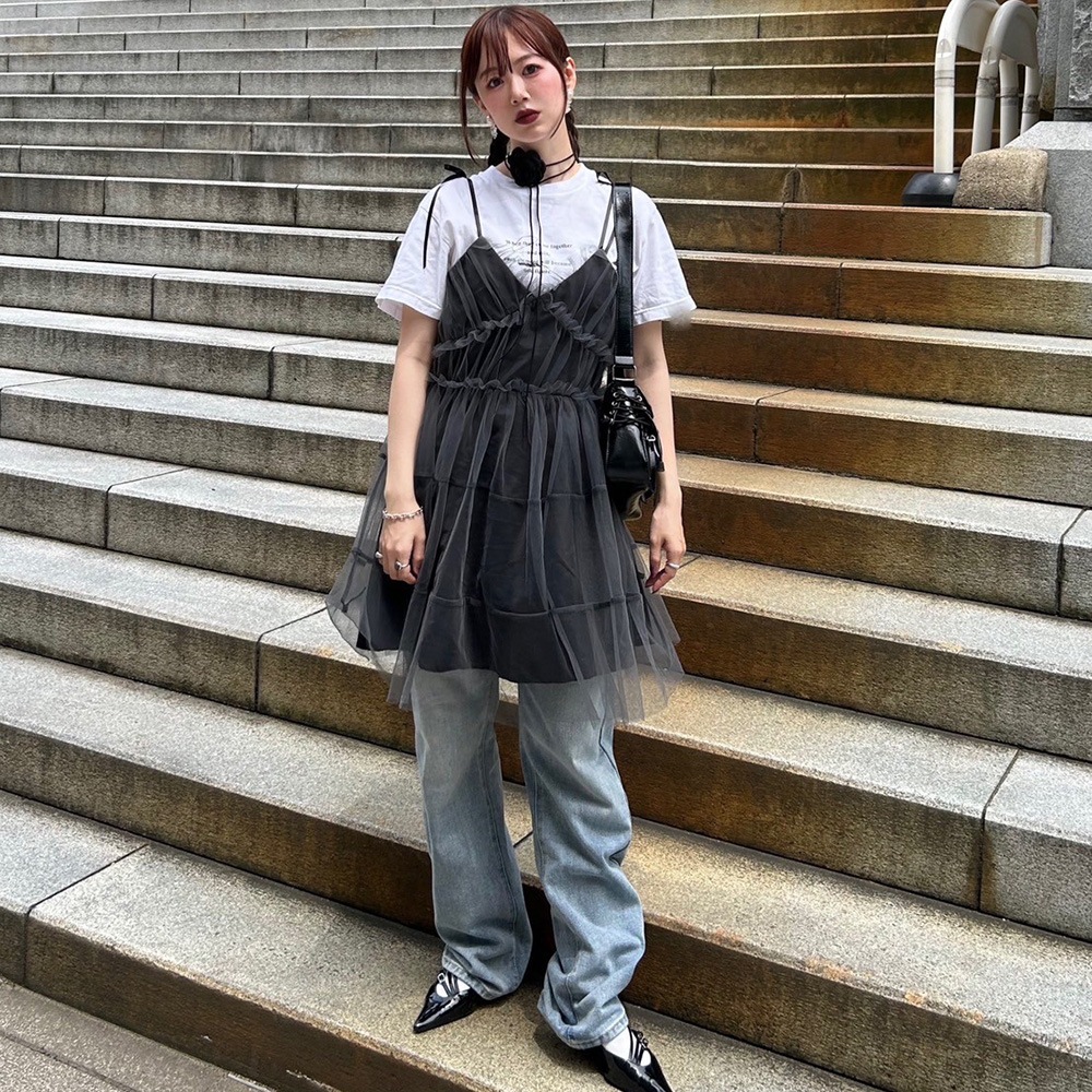 【最終お値下げ中】THE URBAN BLANCHE シフォンキャミドレス THE URBAN BLANCHE ORIGINAL 】キャミドレス スリット シフォン