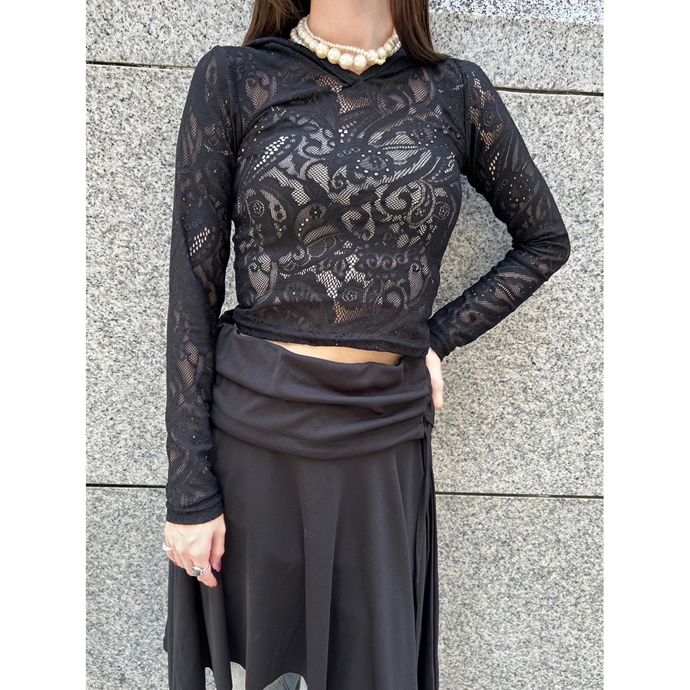 黒　レース　トップス tシャツ 2way lace top／2wayレーストップス レディース