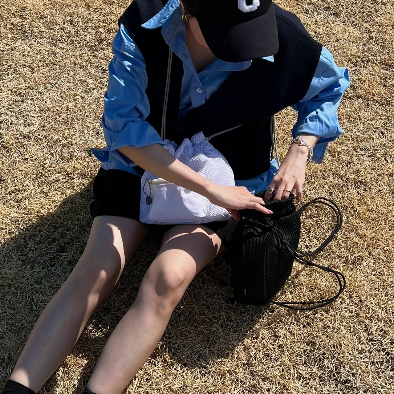 メッシュ巾着型バッグ グランターブル 新品未使用 ショルダーバッグ メッシュ SKY Drop Mesh Bag スカイ ドロップ