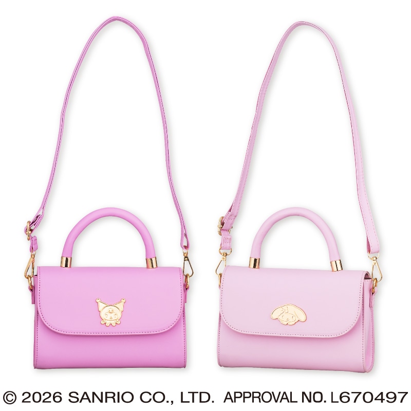マイメロディ♡クロミ パステルカラー持ち手付きロングストラップショルダープレートバッグ