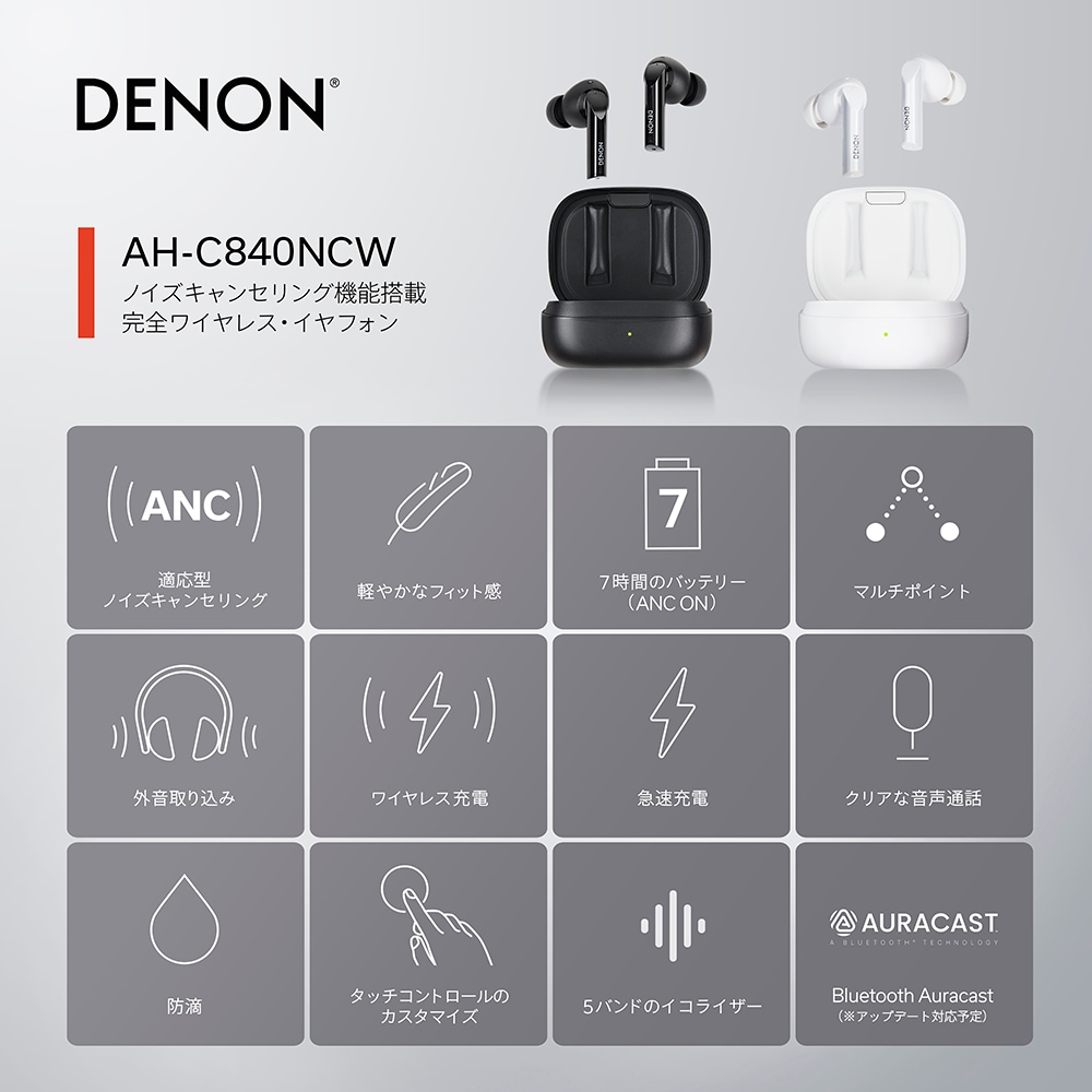 DENON - AH-C840NCW/ブラック（AHC840NCWBKEM）ノイズキャンセ