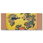 手ぬぐい「唐獅子牡丹図」