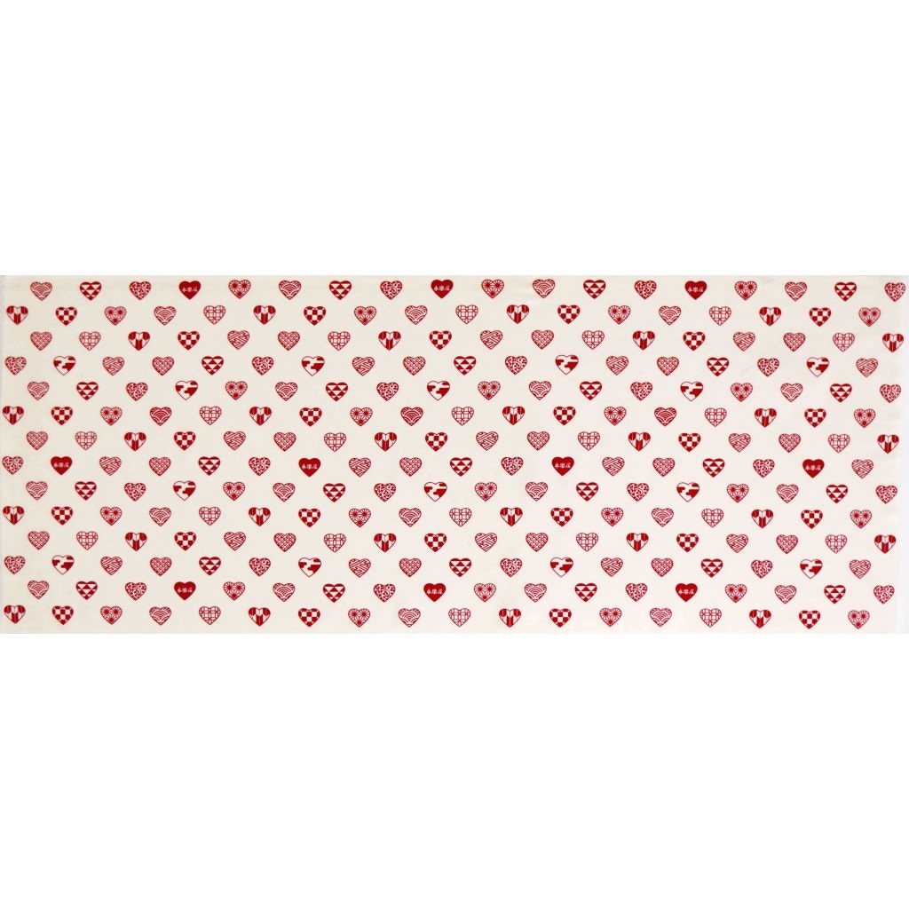 手ぬぐい「ラブリ紋横」（ホワイト/レッド）