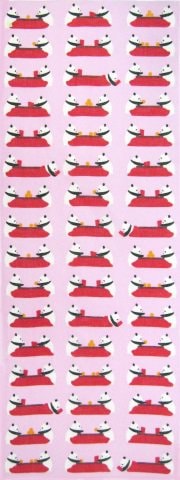 ガーゼ90㎝ 「こたつパンダ」(ピンク/レッド)