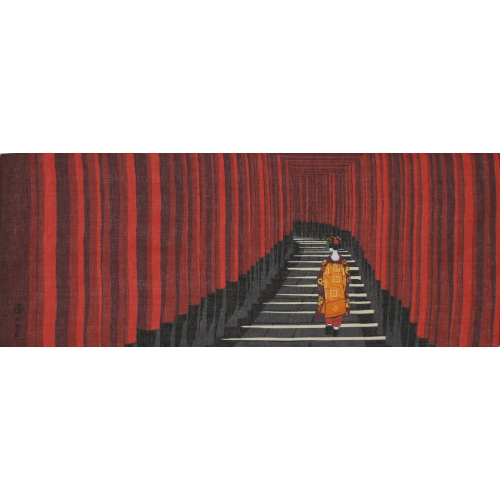 ガーゼ90cm「鳥居と舞妓さん」