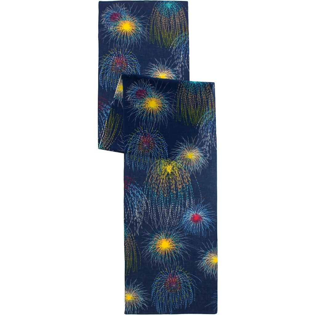 ガーゼ180㎝ 「花火大会」（ネイビー/ブルー）