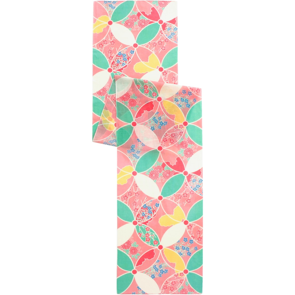 ガーゼ180cm「花と蝶」（ライトブルー/イエロー） | ガーゼ手ぬぐい,長