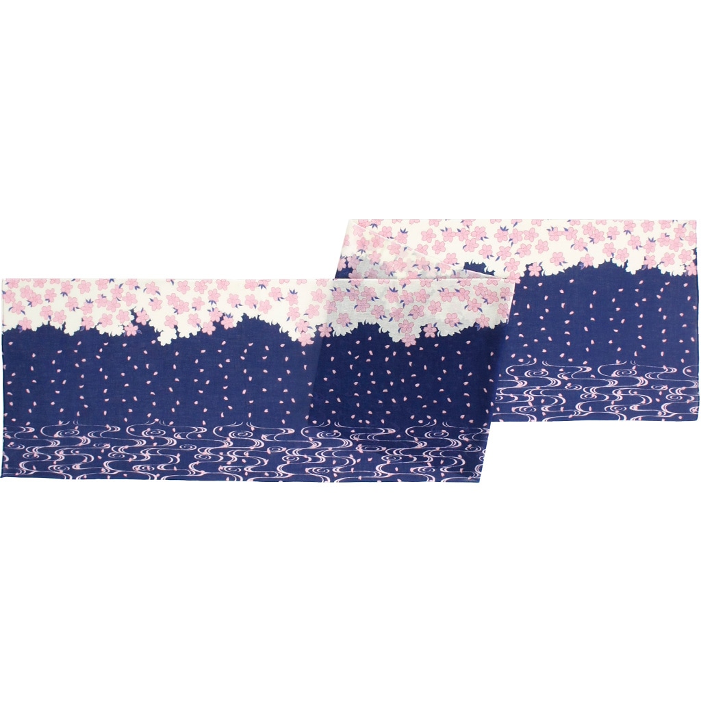ガーゼ180cm 「桜流水」（ネイビー）