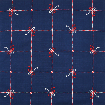 小風呂敷 「結び格子」（ネイビー/レッド）