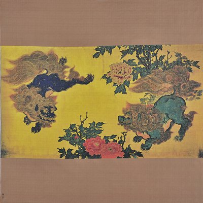 大風呂敷 「唐獅子牡丹図」/望月玉泉