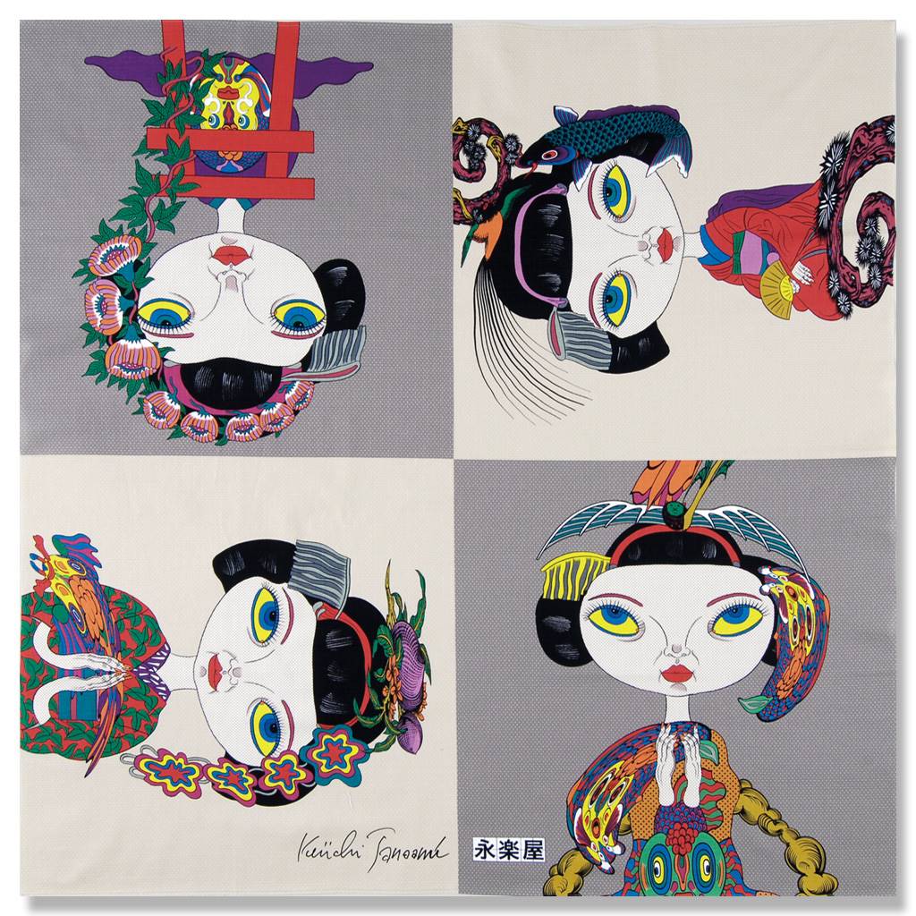 大風呂敷 「春夏秋冬の舞妓図」（化粧箱付）/田名網敬一