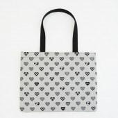 横長手ぬぐいトート 「ラブリ紋」（ホワイト/ブラック）
