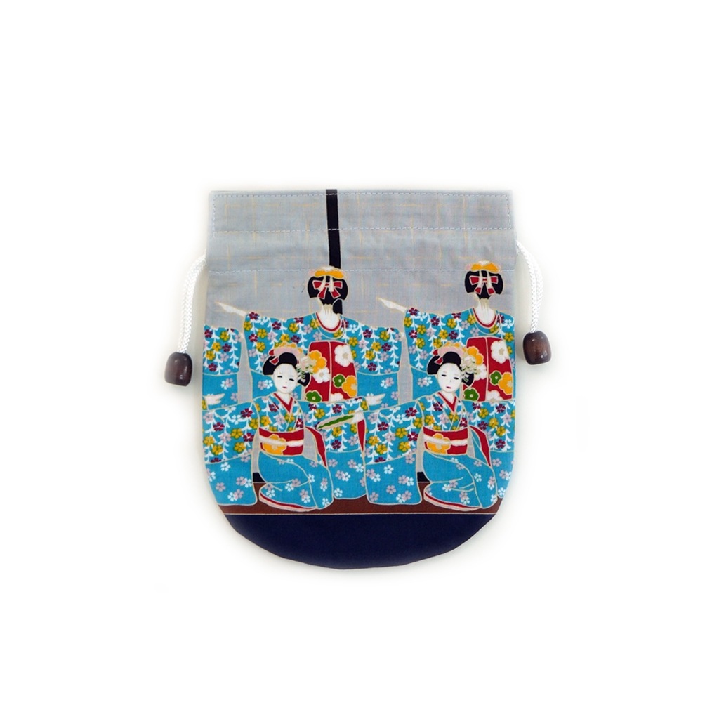 リバーシブル手ぬぐい巾着 総をどり 永楽屋の袋物 永楽屋