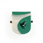 リバーシブル手ぬぐい巾着 「睡蓮に蛙」