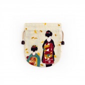 リバーシブル手ぬぐい巾着 「いちょうと舞妓さん」