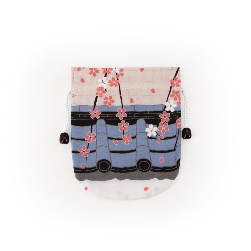リバーシブル手ぬぐい巾着 「桜通り」