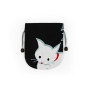 リバーシブル手ぬぐい巾着 「ねこダンス」