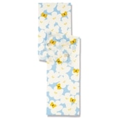 ガーゼ180cm「花と蝶」（ライトブルー/イエロー）