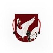 リバーシブル手ぬぐい巾着 「並び鶴」