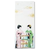 ガーゼ90㎝ 「舞妓並べ」（オフ/ピンク） | ガーゼ手ぬぐい,長さ 90cm